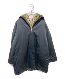 SPORT MAX（スポーツマックス）の古着「リバーシブルレオパードボアジャケット」｜ブラック×ベージュ