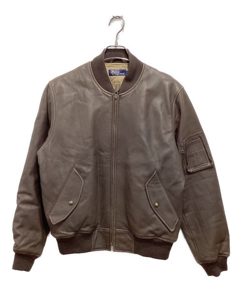 POLO RALPH LAUREN（ポロ・ラルフローレン）POLO RALPH LAUREN (ポロ・ラルフローレン) シープスキンレザーMA-1 ブラウン サイズ:Lの古着・服飾アイテム
