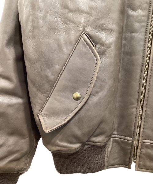 POLO RALPH LAUREN（ポロ・ラルフローレン）POLO RALPH LAUREN (ポロ・ラルフローレン) シープスキンレザーMA-1 ブラウン サイズ:Lの古着・服飾アイテム