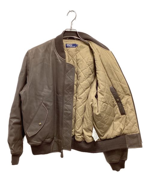 POLO RALPH LAUREN（ポロ・ラルフローレン）POLO RALPH LAUREN (ポロ・ラルフローレン) シープスキンレザーMA-1 ブラウン サイズ:Lの古着・服飾アイテム