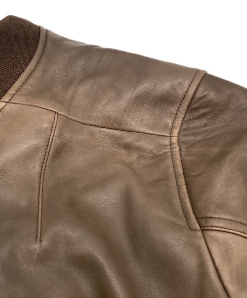 POLO RALPH LAUREN（ポロ・ラルフローレン）POLO RALPH LAUREN (ポロ・ラルフローレン) シープスキンレザーMA-1 ブラウン サイズ:Lの古着・服飾アイテム