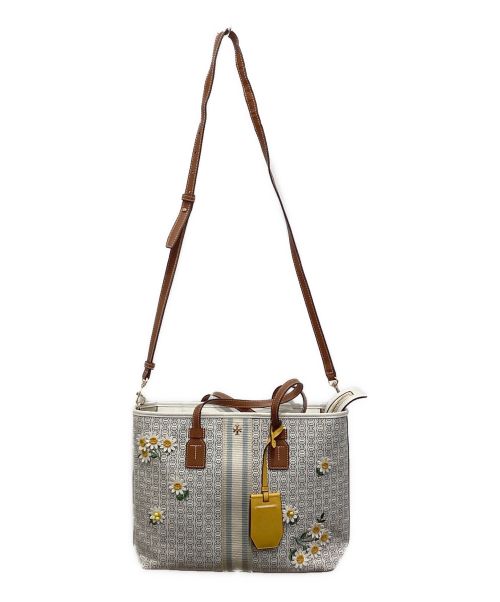 TORY BURCH（トリーバーチ）TORY BURCH (トリーバーチ) ジェミニアップリケ2wayショルダーバッグ ホワイトの古着・服飾アイテム
