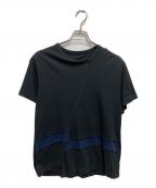 GROUND Yグラウンドワイ）の古着「モダール天竺コンビ 段違横 ラインカットソー」｜ブラック