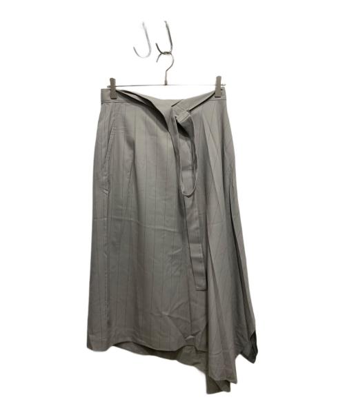 Ujoh（ウジョー）Ujoh (ウジョー) ワンショルダーストライプロングスカート グレー サイズ:2の古着・服飾アイテム