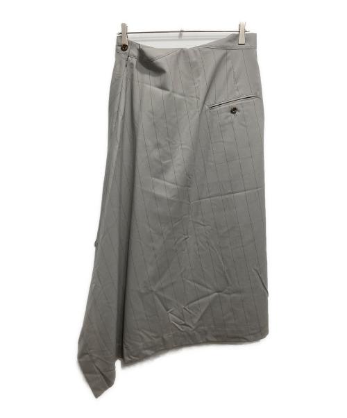 Ujoh（ウジョー）Ujoh (ウジョー) ワンショルダーストライプロングスカート グレー サイズ:2の古着・服飾アイテム