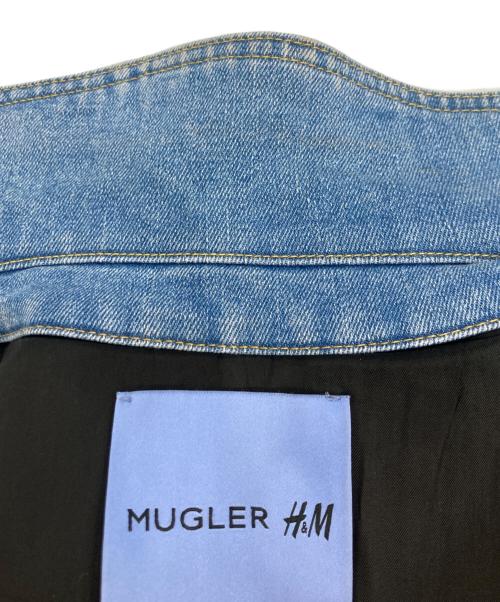 H&M（エイチアンドエム）H&M (エイチアンドエム) MUGLER (ミュグレー) 切替クロップドデニムジャケット インディゴ サイズ:Lの古着・服飾アイテム