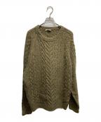 Aquascutumアクアスキュータム）の古着「ヴィンテージネップケーブルニット」｜カーキ