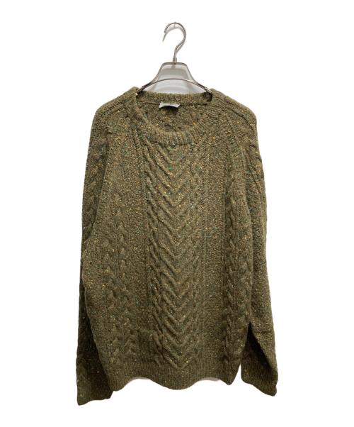 Aquascutum（アクアスキュータム）Aquascutum (アクアスキュータム) ヴィンテージネップケーブルニット カーキ サイズ:Ⅿの古着・服飾アイテム