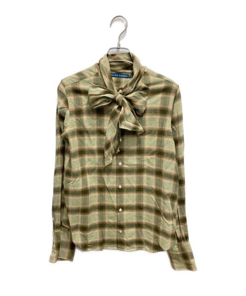 RALPH LAUREN（ラルフローレン）RALPH LAUREN (ラルフローレン) ボウタイチェックネルシャツ カーキ サイズ:6の古着・服飾アイテム