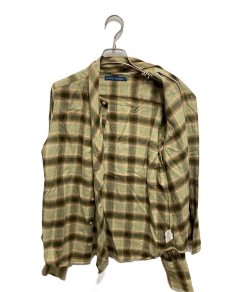 RALPH LAUREN（ラルフローレン）RALPH LAUREN (ラルフローレン) ボウタイチェックネルシャツ カーキ サイズ:6の古着・服飾アイテム