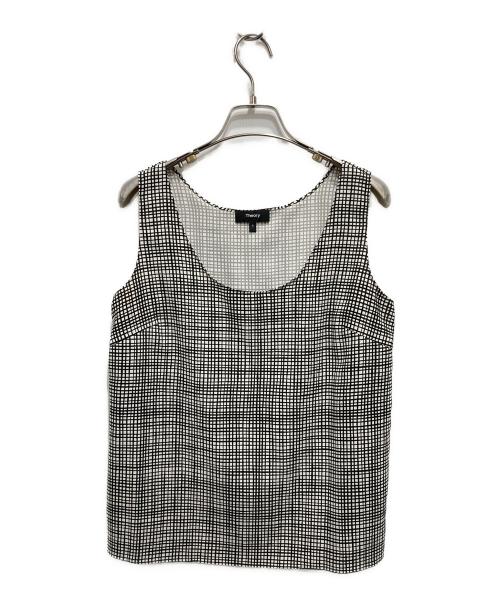 theory（セオリー）theory (セオリー) GEOMETRIC PRINT/SCOOP TANK TOP J ホワイト×ブラック サイズ:Sの古着・服飾アイテム