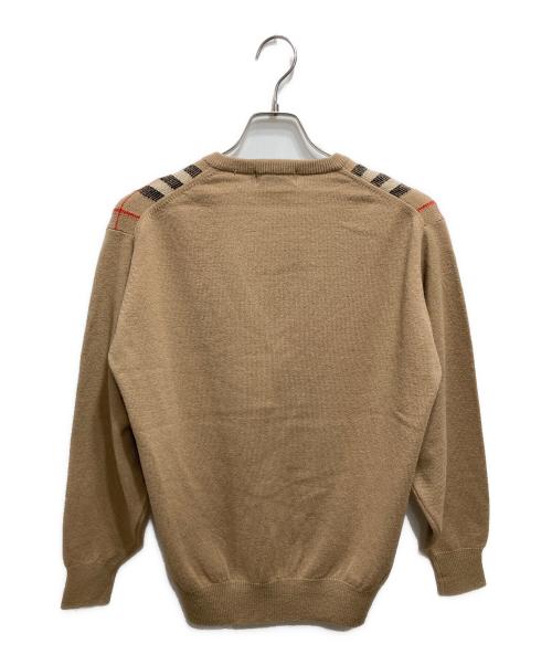 Burberry's（バーバリー）Burberry's (バーバリーズ) Vネックノバチェックウールニット ブラウン サイズ:Mediumの古着・服飾アイテム