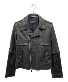 EMPORIO ARMANI（エンポリオアルマーニ）の古着「ラムレザーダブルライダースジャケット」｜ブラック