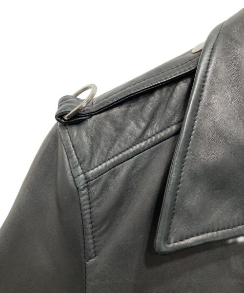 EMPORIO ARMANI（エンポリオアルマーニ）EMPORIO ARMANI (エンポリオアルマーニ) ラムレザーダブルライダースジャケット ブラック サイズ:46の古着・服飾アイテム