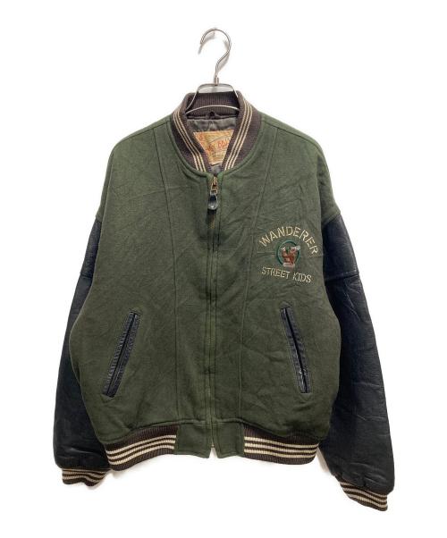 FANCY BALL（ファンシーボール）FANCY BALL (ファンシーボール) レザー切り替スタジャン グリーン サイズ:FREEの古着・服飾アイテム