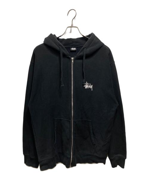 stussy（ステューシー）stussy (ステューシー) ロゴプリントジップパーカー ブラック サイズ:XLの古着・服飾アイテム