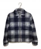 stussyステューシー）の古着「Zip Sherpa Shadow Plaid Shirt」｜ネイビー
