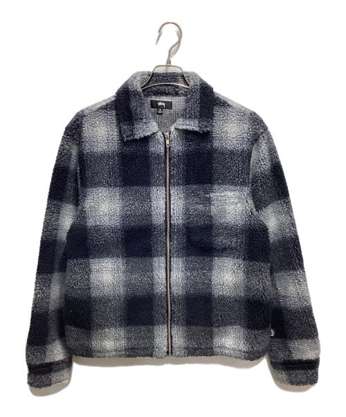stussy（ステューシー）stussy (ステューシー) Zip Sherpa Shadow Plaid Shirt ネイビー サイズ:Sの古着・服飾アイテム