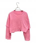 MAISON SPECIALメゾンスペシャル）の古着「ブロックステッチトップス」｜ピンク