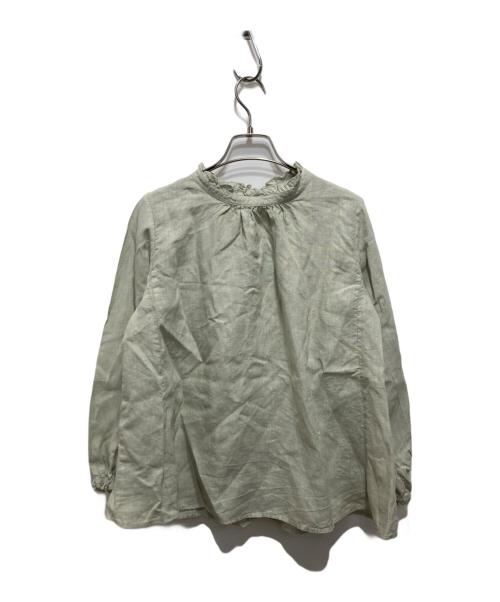 nest Robe（ネストローブ）nest Robe (ネストローブ) リネンスタンドフリルブラウス カーキ サイズ:FREEの古着・服飾アイテム