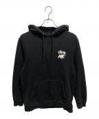 stussyステューシー）の古着「ロゴプリントパーカー」｜ブラック