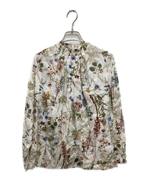TOMORROW LAND collection（トゥモローランドコレクション）TOMORROW LAND collection (トゥモローランドコレクション) インクリーズフラワープリント ネックタックブラウス ホワイト サイズ:36の古着・服飾アイテム