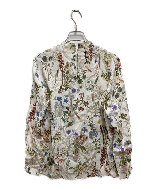 TOMORROW LAND collection（トゥモローランドコレクション）TOMORROW LAND collection (トゥモローランドコレクション) インクリーズフラワープリント ネックタックブラウス ホワイト サイズ:36の古着・服飾アイテム