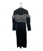 Snidelスナイデル）の古着「チュールトップス&ニットワンピースセット」｜ブラック