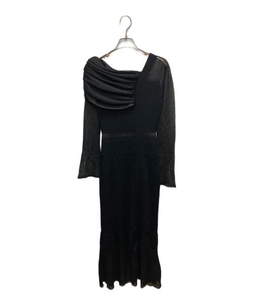 Snidel（スナイデル）Snidel (スナイデル) シアーブロッキングワンショルワンピース/25年モデル ブラック サイズ:Sの古着・服飾アイテム