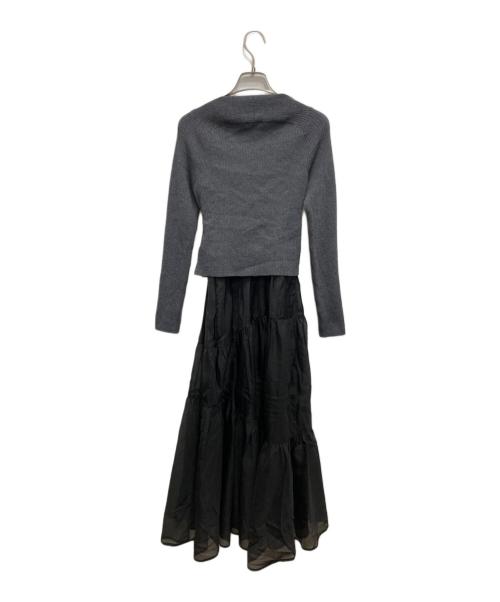 FRAY ID（フレイ アイディー）FRAY ID (フレイ アイディー) ニットドッキングカシュクールワンピース ブラック サイズ:Sの古着・服飾アイテム