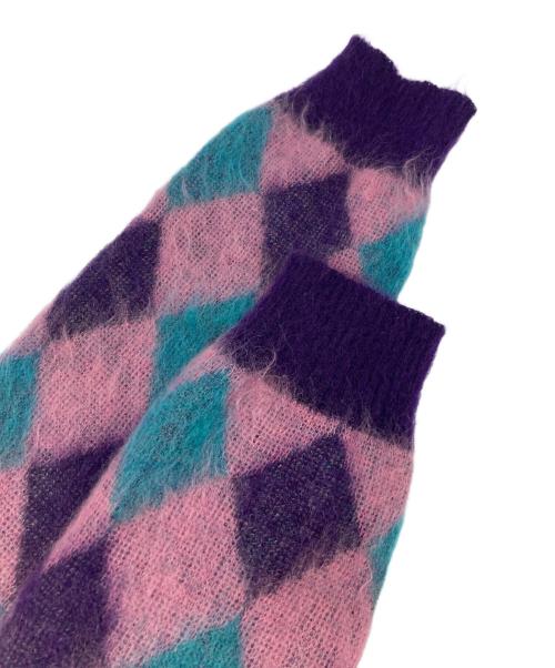 WACKO MARIA（ワコマリア）WACKO MARIA (ワコマリア) スーパーキッドモヘアアーガイルカーディガン パープル サイズ:Sの古着・服飾アイテム