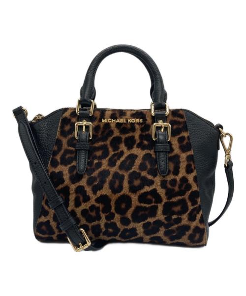 MICHAEL KORS（マイケル・コース）MICHAEL KORS (マイケルコース) ショルダーバッグ ブラック×レオパードの古着・服飾アイテム