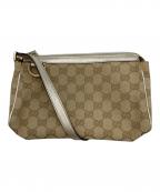 GUCCIグッチ）の古着「GGキャンバス･アクセサリーポーチ ハンドバッグ／ワンショルダーバッグ」｜ベージュ