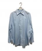 DRESSEDUNDRESSEDドレスドアンドレスド）の古着「リボンタイコットンオックスシャツ」｜ブルー