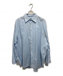 DRESSEDUNDRESSED（ドレスドアンドレスド）の古着「リボンタイコットンオックスシャツ」｜ブルー