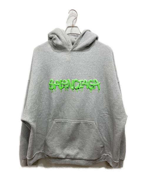 BALENCIAGA（バレンシアガ）BALENCIAGA (バレンシアガ) 22SSスライムロゴプルオーバーパーカー グレー サイズ:Lの古着・服飾アイテム