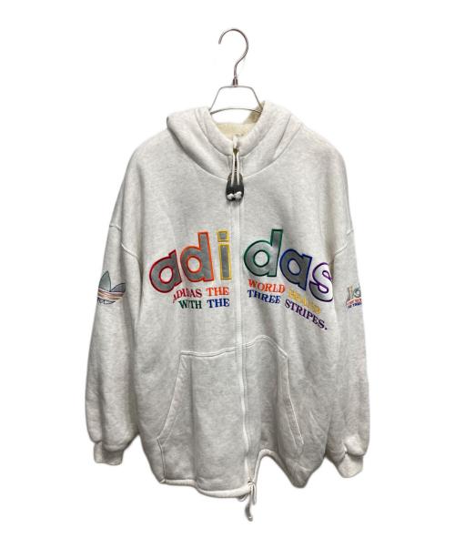 adidas（アディダス）adidas (アディダス) ジップパーカー ホワイト サイズ:Ⅼの古着・服飾アイテム