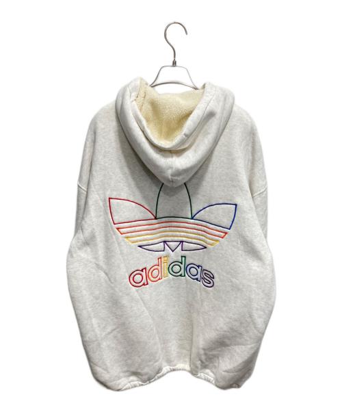 adidas（アディダス）adidas (アディダス) ジップパーカー ホワイト サイズ:Ⅼの古着・服飾アイテム