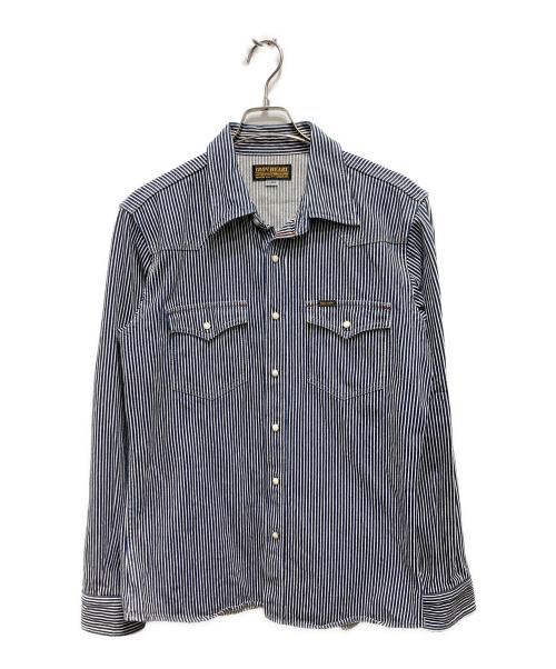 IRON HEART（アイアンハート）IRON HEART (アイアンハート) ヒッコリーウエスタンシャツ ブルー サイズ:XLの古着・服飾アイテム