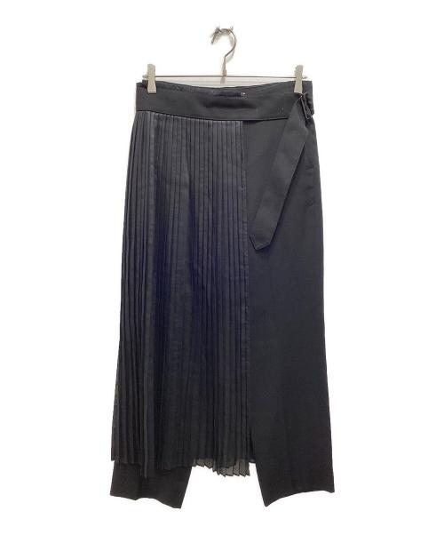 HYKE（ハイク）HYKE (ハイク) プリーツレイヤードパンツ ブラック サイズ:2の古着・服飾アイテム