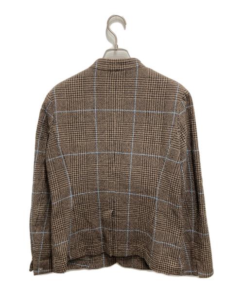 45R（フォーティファイブ・アール）45R (フォーティファイブ・アール) グレンチェックスタンドカラージャケット ブラウン サイズ:3の古着・服飾アイテム