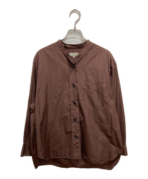 MHL（エムエイチエル）MHL (エムエイチエル) ノーカラーシャツ／MH50 ARCHIVE SHIRTS ブラウン サイズ:Mの古着・服飾アイテム