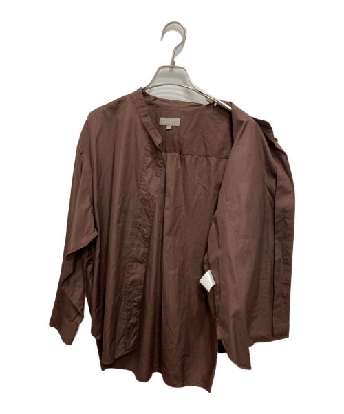MHL（エムエイチエル）MHL (エムエイチエル) ノーカラーシャツ／MH50 ARCHIVE SHIRTS ブラウン サイズ:Mの古着・服飾アイテム