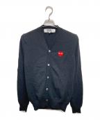 PLAY COMME des GARCONSプレイコムデギャルソン）の古着「ハートワッペンウールカーディガン」｜ブラック