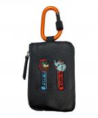 ear PAPILLONNERイアパピヨネ）の古着「《牛革》カラビナ付きパス＆キーケース」｜ブラック