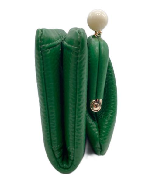 ear PAPILLONNER（イアパピヨネ）ear PAPILLONNER (イアパピヨネ) 牛革がま口二つ折り財布 グリーン 未使用品の古着・服飾アイテム