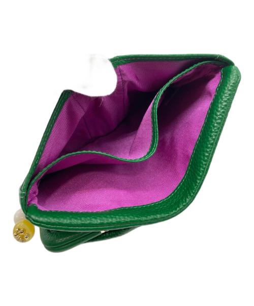 ear PAPILLONNER（イアパピヨネ）ear PAPILLONNER (イアパピヨネ) 牛革がま口二つ折り財布 グリーン 未使用品の古着・服飾アイテム