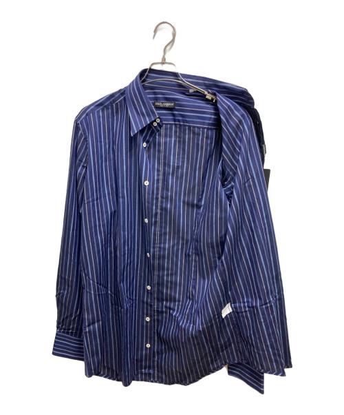 DOLCE & GABBANA（ドルチェ＆ガッバーナ）DOLCE & GABBANA (ドルチェ＆ガッバーナ) ストライプドレスシャツ ネイビー サイズ:17/43 未使用品の古着・服飾アイテム