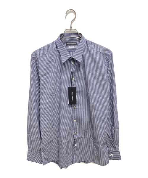 DOLCE & GABBANA（ドルチェ＆ガッバーナ）DOLCE & GABBANA (ドルチェ＆ガッバーナ) ストライプシャツ ネイビー サイズ:42の古着・服飾アイテム