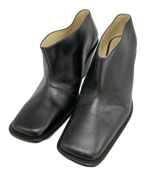 UNTISHOLD（アンチショルド）UNTISHOLD (アンチショルド) スクエアトゥショートブーツ ブラック サイズ:37の古着・服飾アイテム